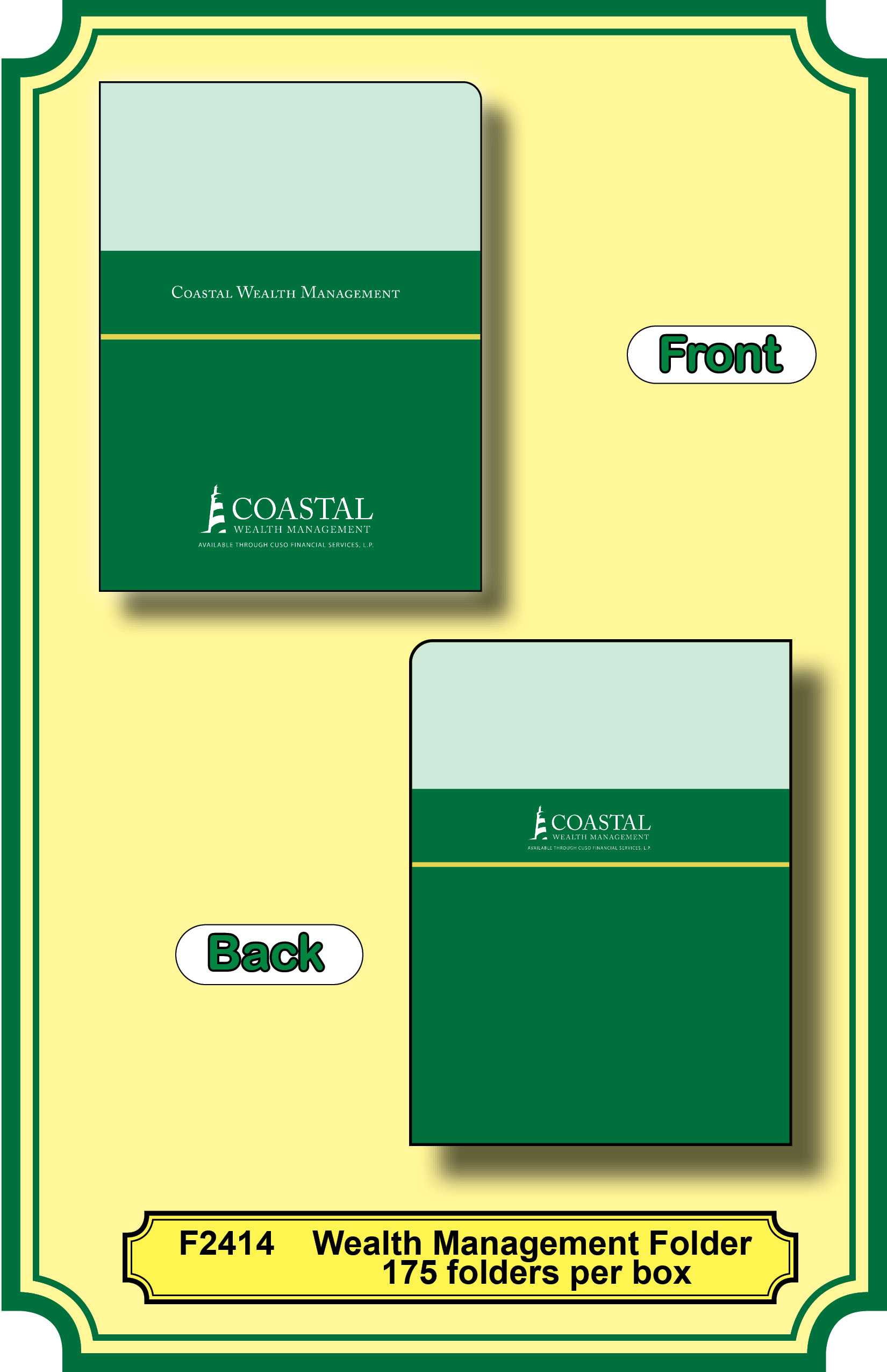 FOLDER-<b>Wealth Management**<b>Order By:Box of 175 folders</b>